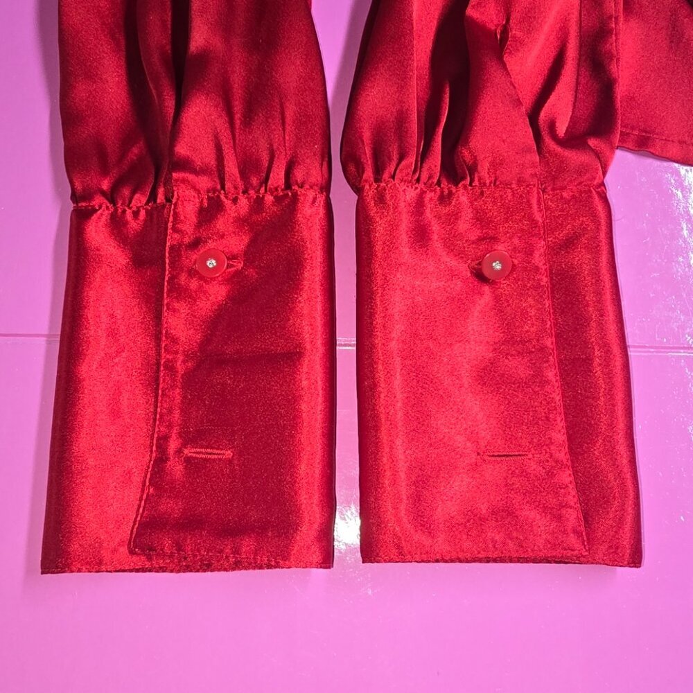 APOSTROPHE Red Satin Women's Blouse Size - XL Valentine's Day Top - Picture 6 of 9